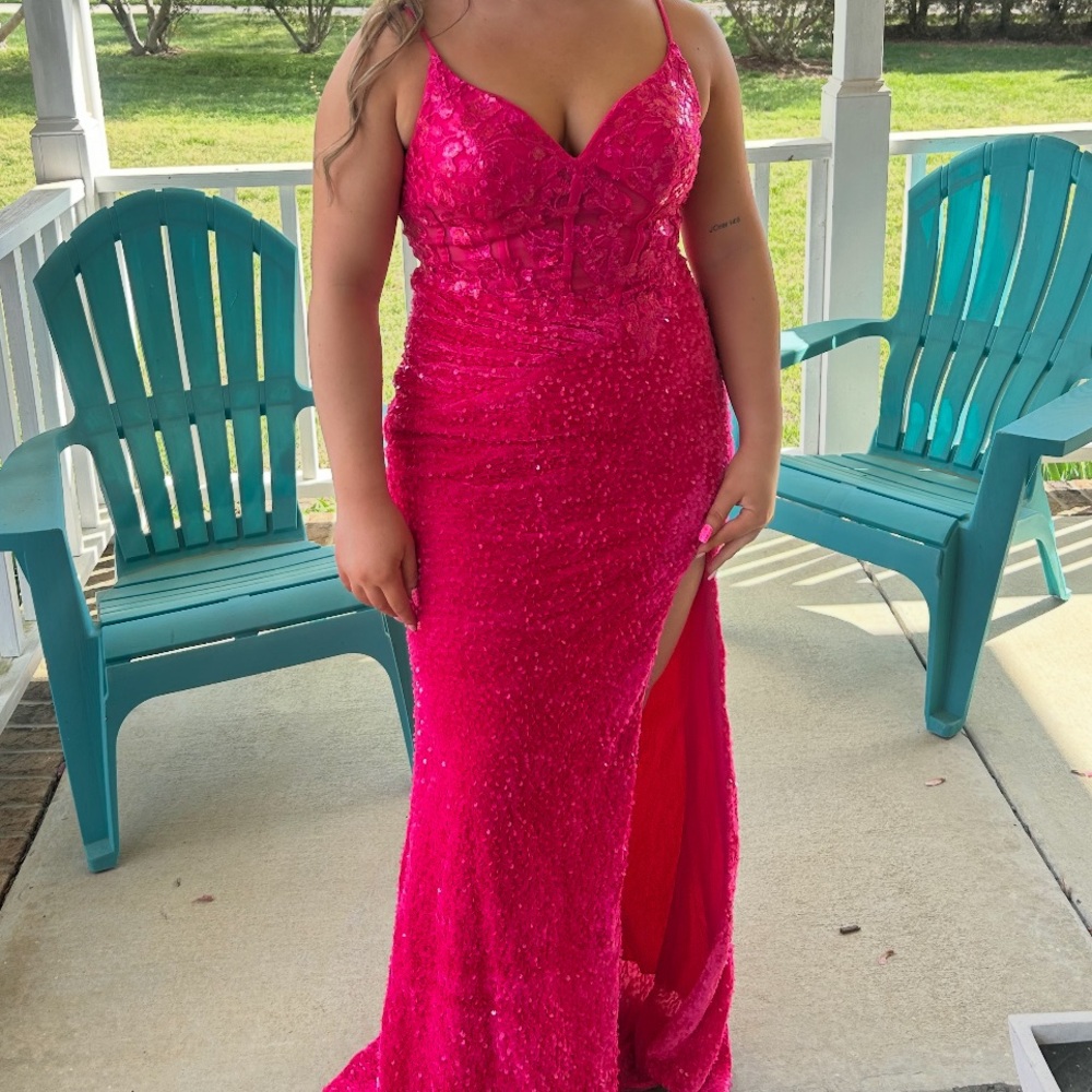 Stunning Pink Sequin Prom Dress Gown